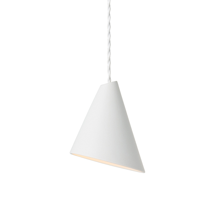 white conical pendant light